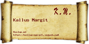 Kallus Margit névjegykártya